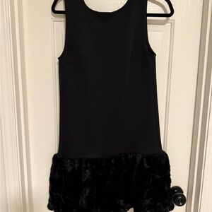 ASOS Black Mini Dress with Faux Fur Hem
